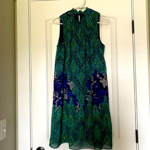 High neck paisley dress